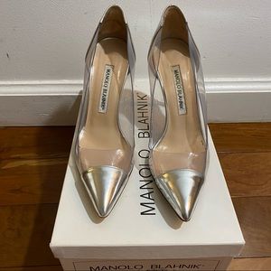 Manolo Blahnik Pacha PVC Pump Silver 35.5